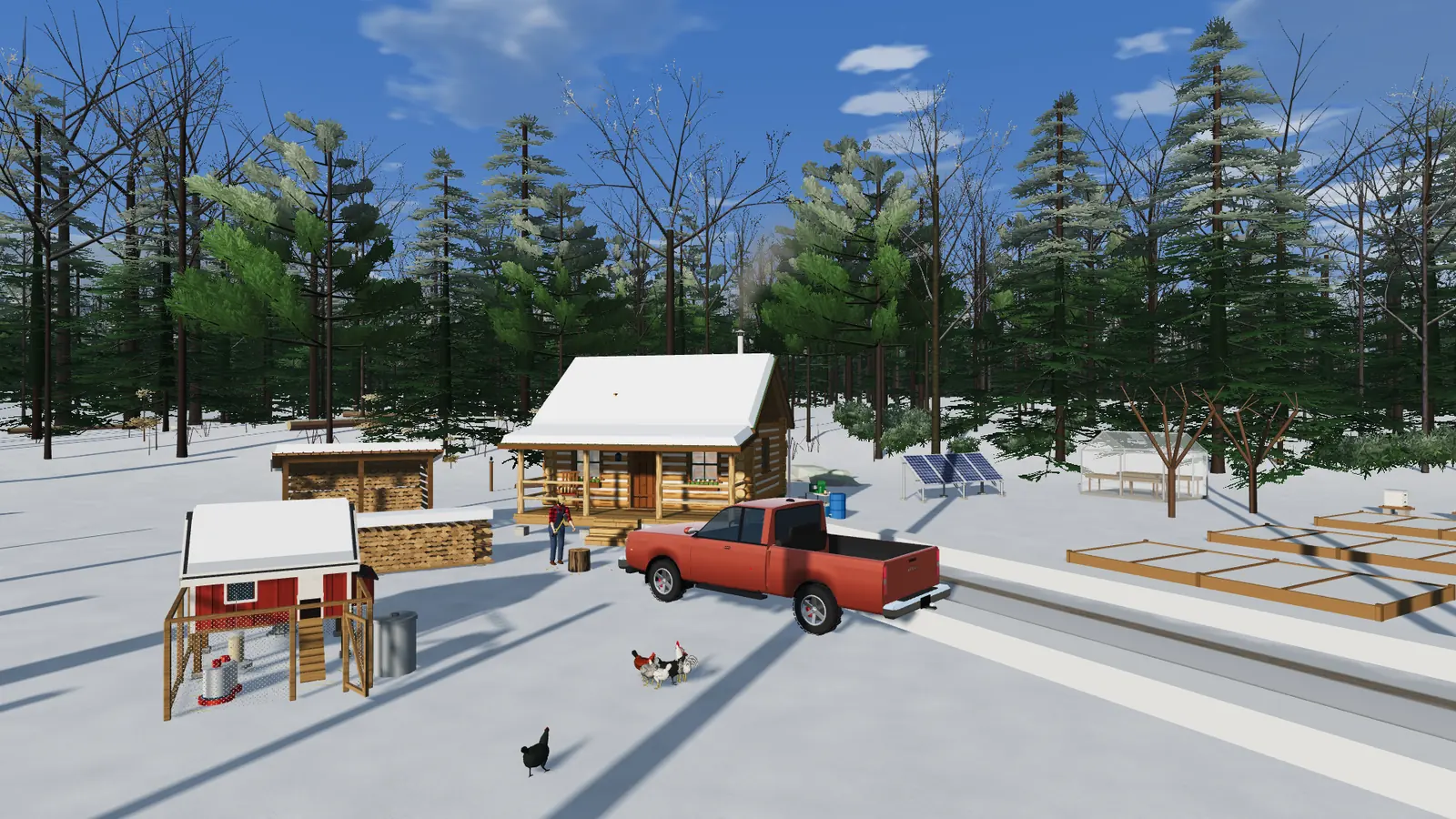 The homestead in winter, under snow